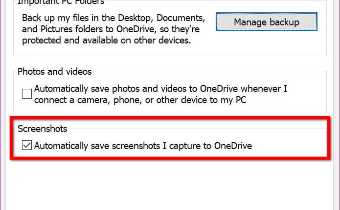 استفاده از OnDrive برای ذخیره اسکرین شات
