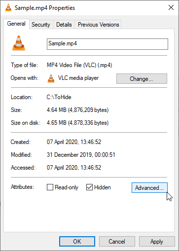 پنهان کردن اطلاعات (پوشه و فایل) در ویندوز 10