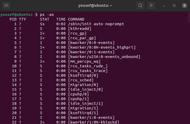 دستور ps در لینوکس برای مانیتور کردن پردازش ها و از بین بردن پردازش های اضافی
