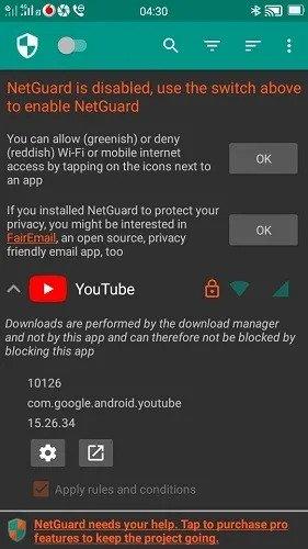 How to disconnect the Internet access of applications in Android