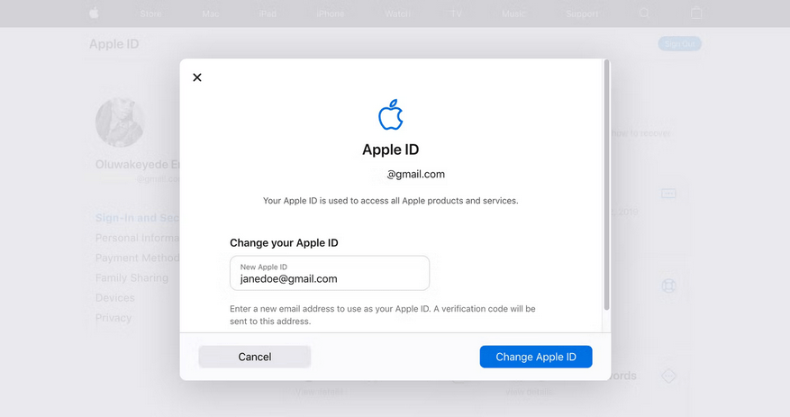 تغییر ایمیل اپل آیدی از طریق سایت اپل