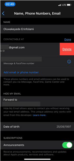 تغییر ایمیل اپل آیدی از طریق گوشی