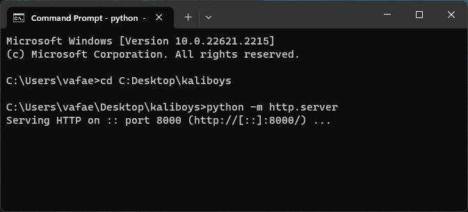 نحوه ساخت وب سرور با پایتون برای اشتراک‌گذاری فایل ها با دستور python -m http.server